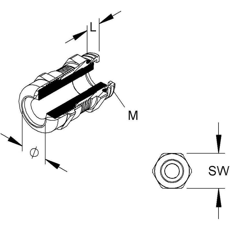 HKL - Kabelverschraubung 2532M20A ms metrisch − 50 Stück