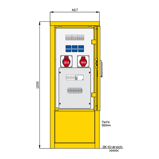 Walther Werke - Baustromverteiler Indus .u. Marktplatzvert. 83210000 mit 1 RCD TypA, 5 LS