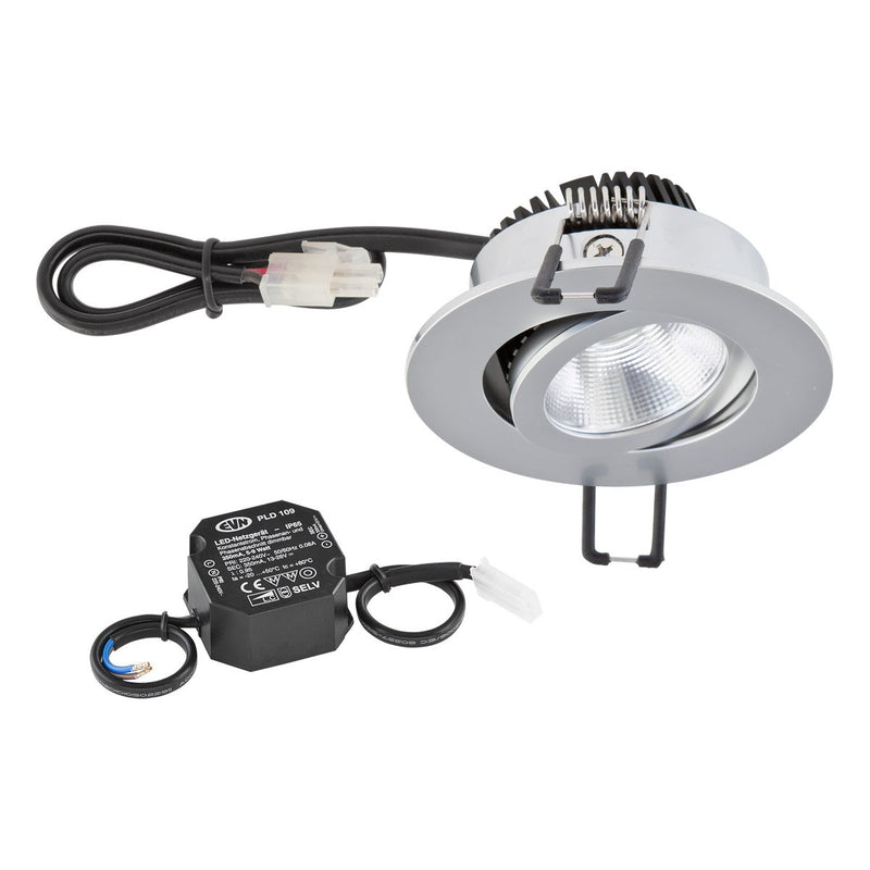 EVN Lichttechnik - Downlight/Strahler/Flutlicht LED-Deckeneinbauleuchte PC20N61502 chr/mt 3000K 230V IP20