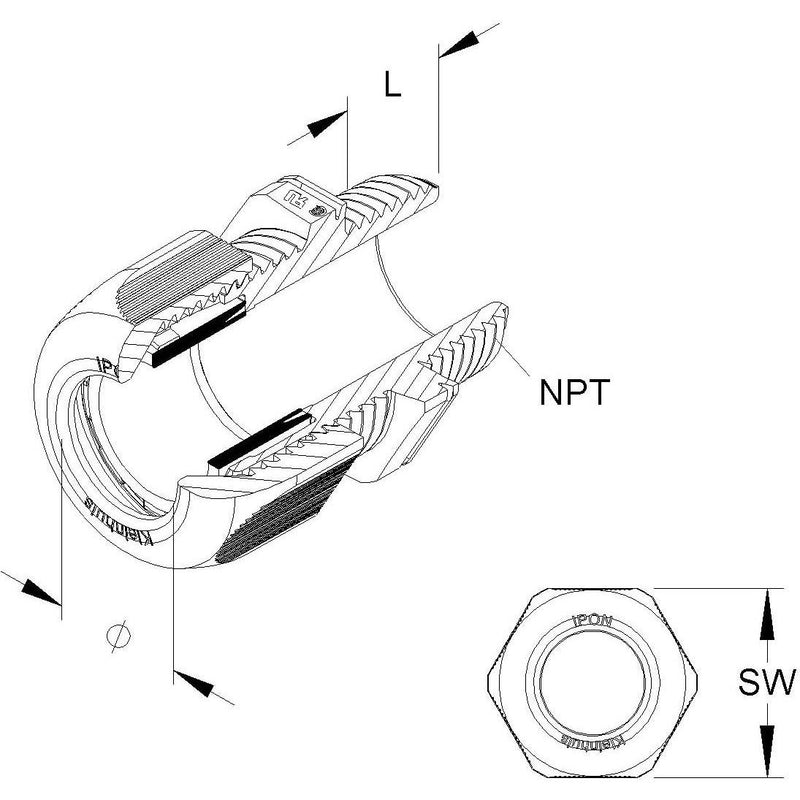 HKL - Kabelverschraubung 1234N3802 sigr,D=4-8mm − 50 Stück