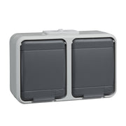 Elso - Steckdose 2-f.AP44 waage. 445409 licht-/basaltgrau