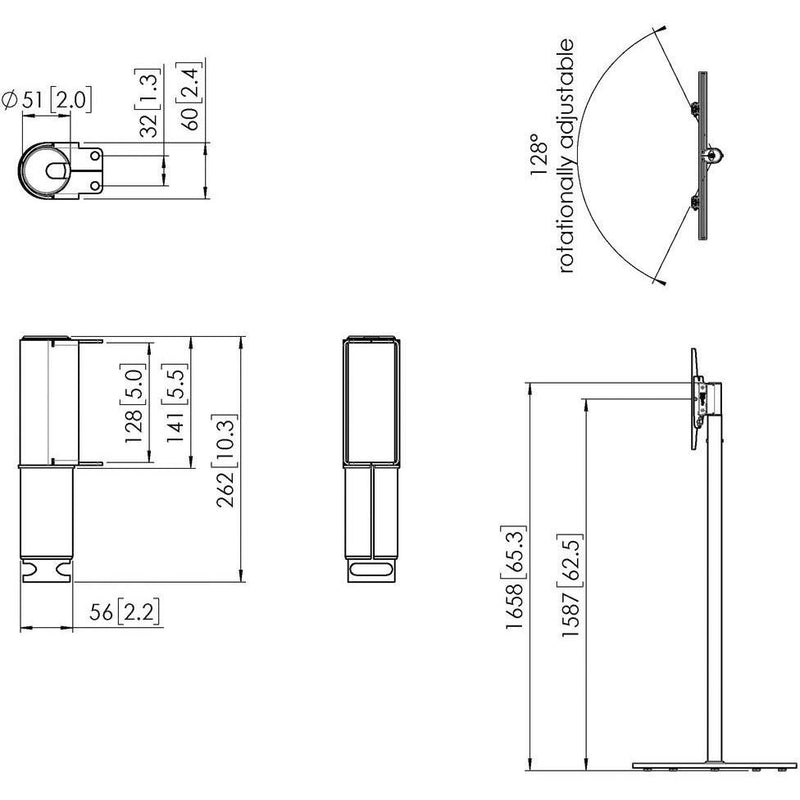 Vogels - Halterung für Audio-/Videosysteme Display Standfuß PFA9148 sw TURN UNIT