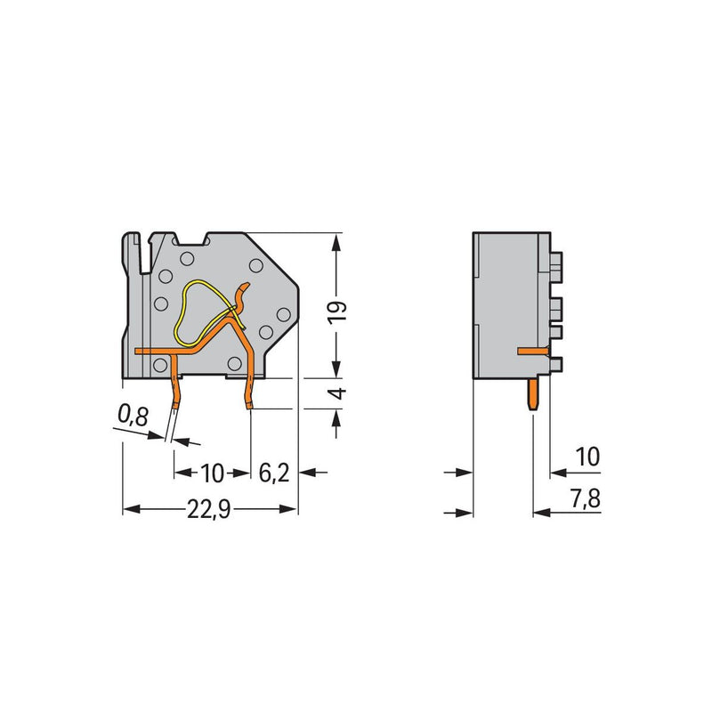 WAGO - Leiterplattenklemme Anreihbare Leiterplattenk. 745-823 4mm² − 50 Stück