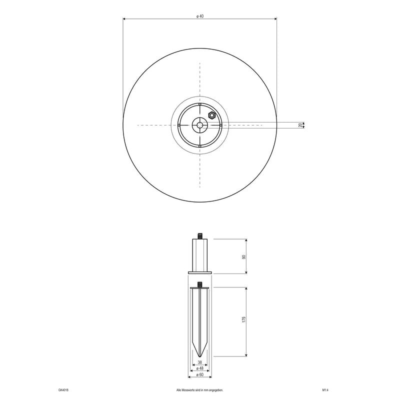 EVN Lichttechnik - Wegeleuchte Kugel-Leuchte D40cm GK4018 E27 40W granitoptik