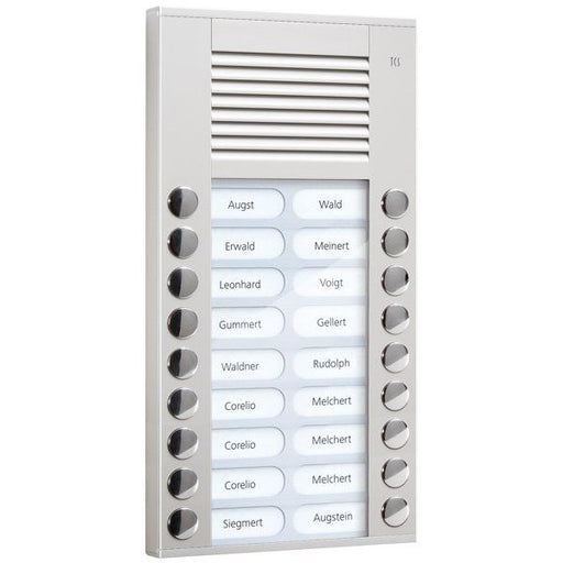 TCS Tür Control - Türstation für Türkommunikation Audioaußenstation 2-reihig PES18-EN/04 18 Tasten AP silber