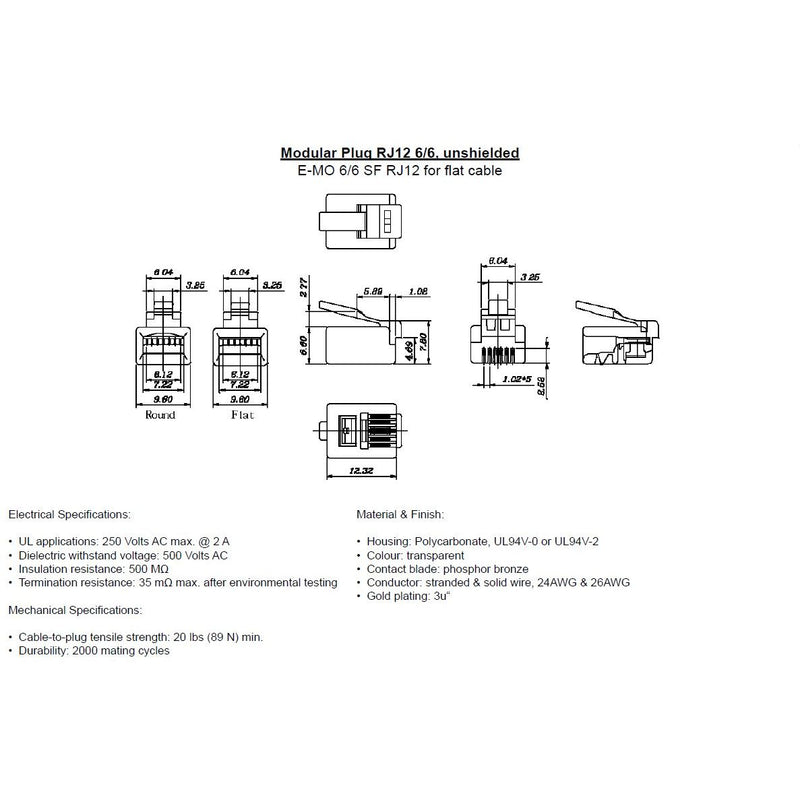 EFB-Elektronik - Modularer Steckverbinder Modular-Stecker RJ12 37518.1-100 (VE100) f.Rundkbl.,ungesch
