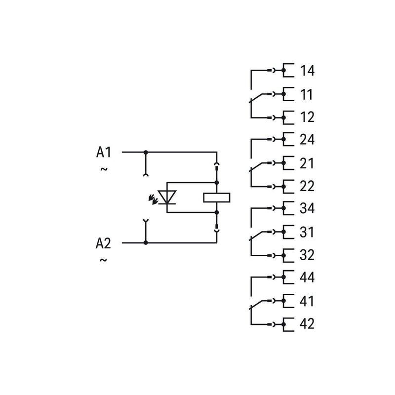 WAGO - Schaltrelais Relaismodul 858-514 AC 24 V,4 Wechsler − 5 Stück