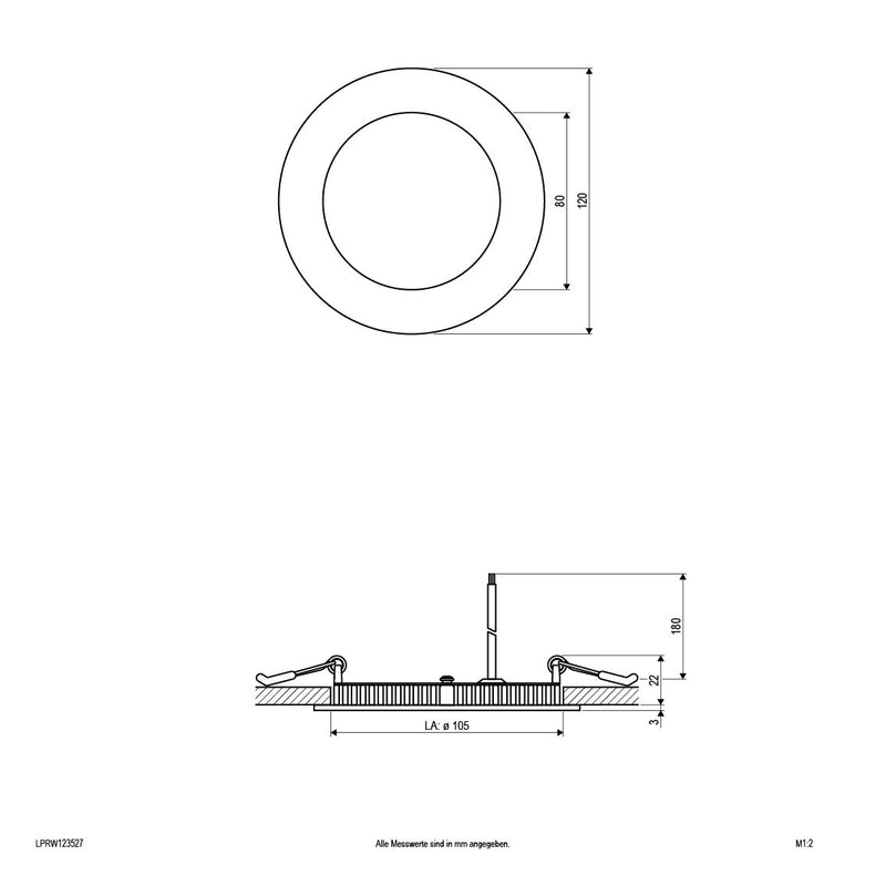 EVN Lichttechnik - Decken-/Wandleuchte LED Einbaupanel LPRW123527 2700K 600lm 350mA