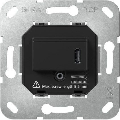 Gira - USB-Spannungsversorgung 236300 Typ C Einsatz sw