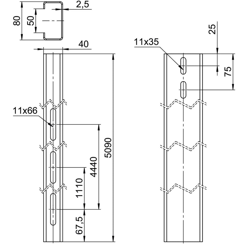 OBO Bettermann - Solar-Montageprofil Trägerprofil TP 1100 FT f. Freiflächensystem