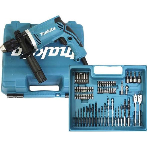 Makita - Schlagbohrmaschine (elektrisch) Schlagbohrmaschine HP1631KX3 710W +74tlg. Zubehör