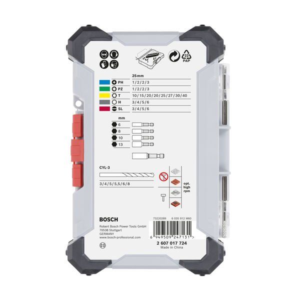 Bosch - Werkzeugset Extra Hard Schrauberbit- 2607017724VE(35) und CYL-3 Bohrer-Set − 6 Packung