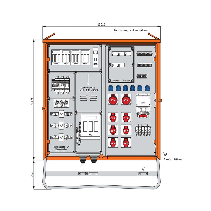 Walther Werke - Baustromverteiler Anschlussverteilerschrank WAV0271R1 138kVA m.Wandlermess