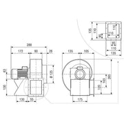 Maico - Ventilator für Rohreinbau Radialgebläse GRK 12/2 E 1-Phasenmotor, 2P