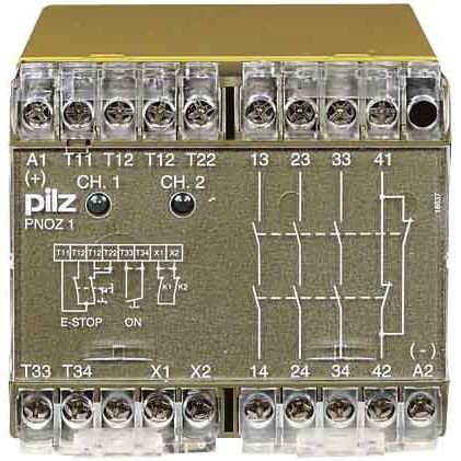 Pilz - Gerät zur Überwachung von sicherheitsgerichteten Stromkreisen Not-Aus-Schaltgerät PNOZ 1 #775695 24VDC 3n/o 1n/c
