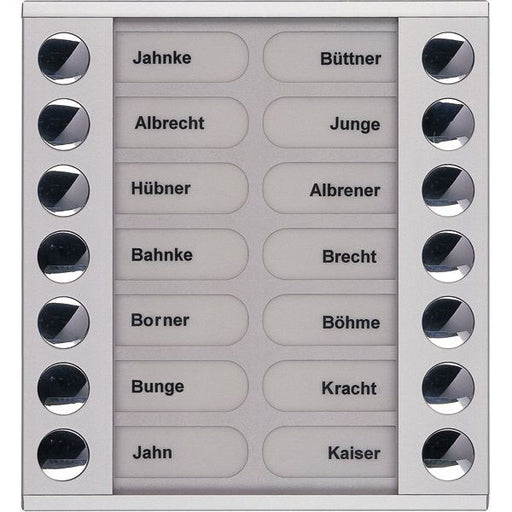 TCS Tür Control - Montageelement für Türstation Audioaußenstation 2-reihig PET14-EN/04 Erw.14 Tasten silber