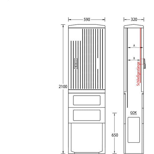 uesa - Gehäuse/Schaltschrank (leer) Säule A070-2100 2100x590x320mm